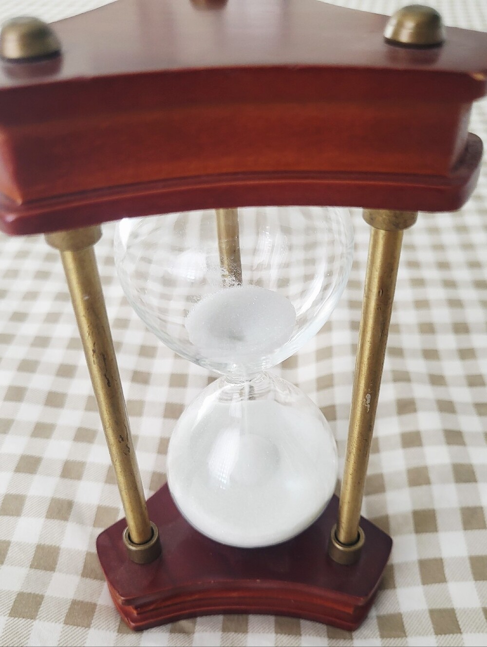 Wood and Brass Hourglass Sand Timer - White Sand - Picture 5 of 9
